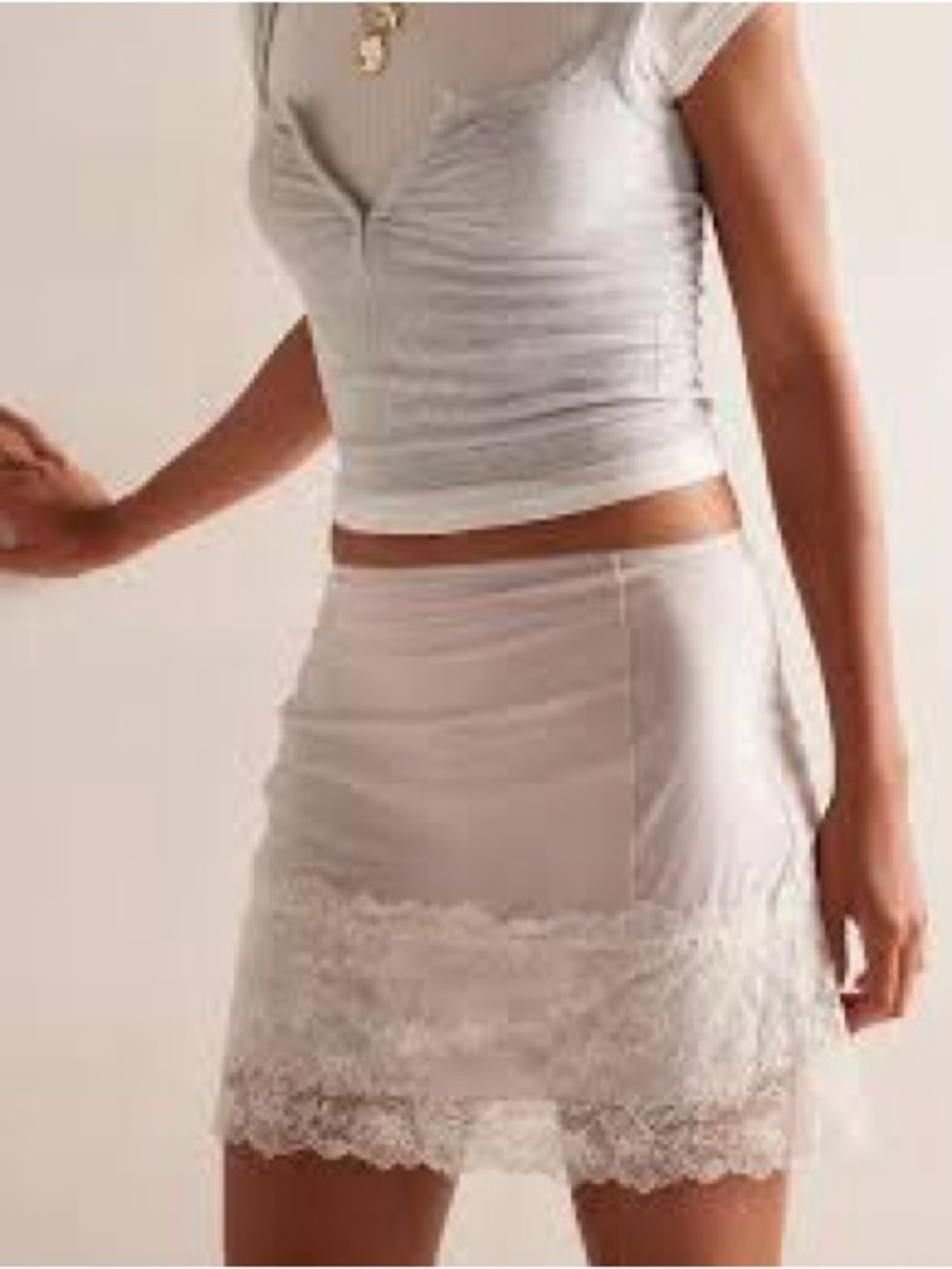 NWT Intimately Free Sz S Party Crasher Lilac Mini Lace Trim Slip Skirt